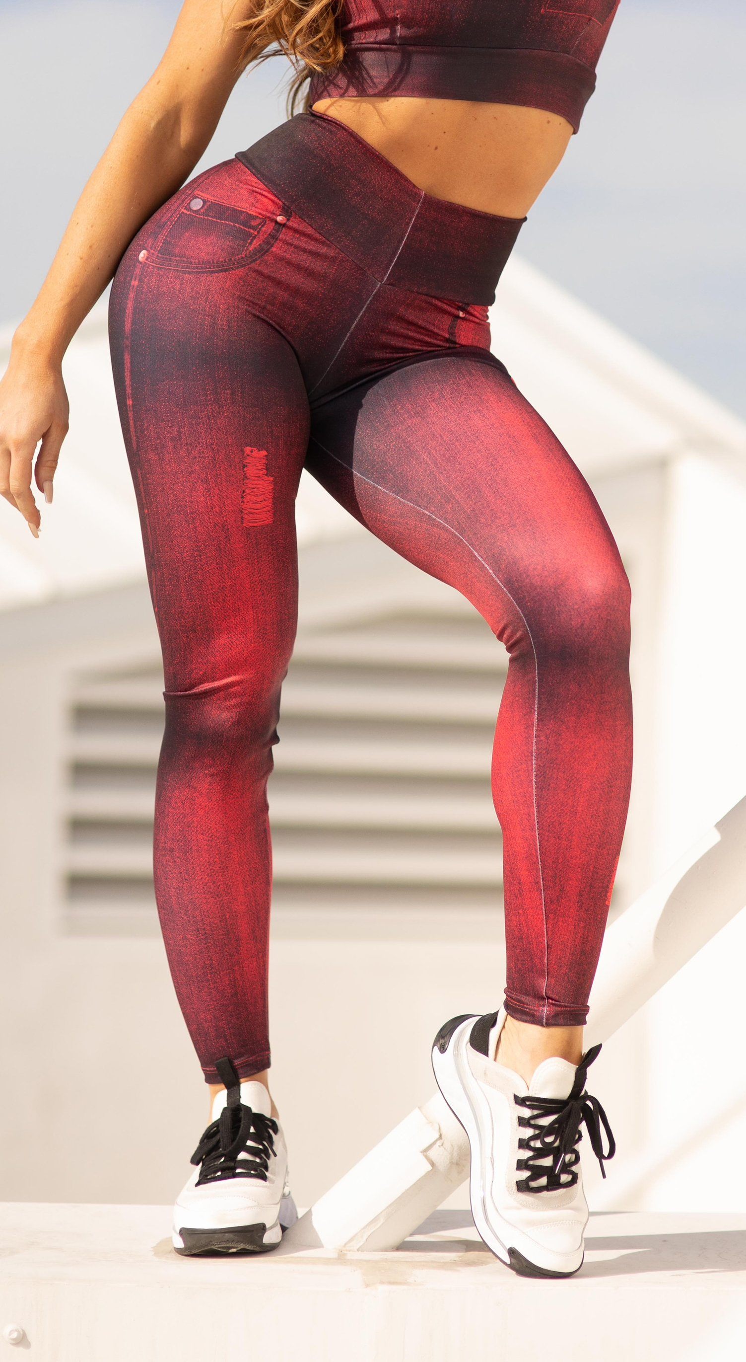 Booty Legging Red Jeans Print