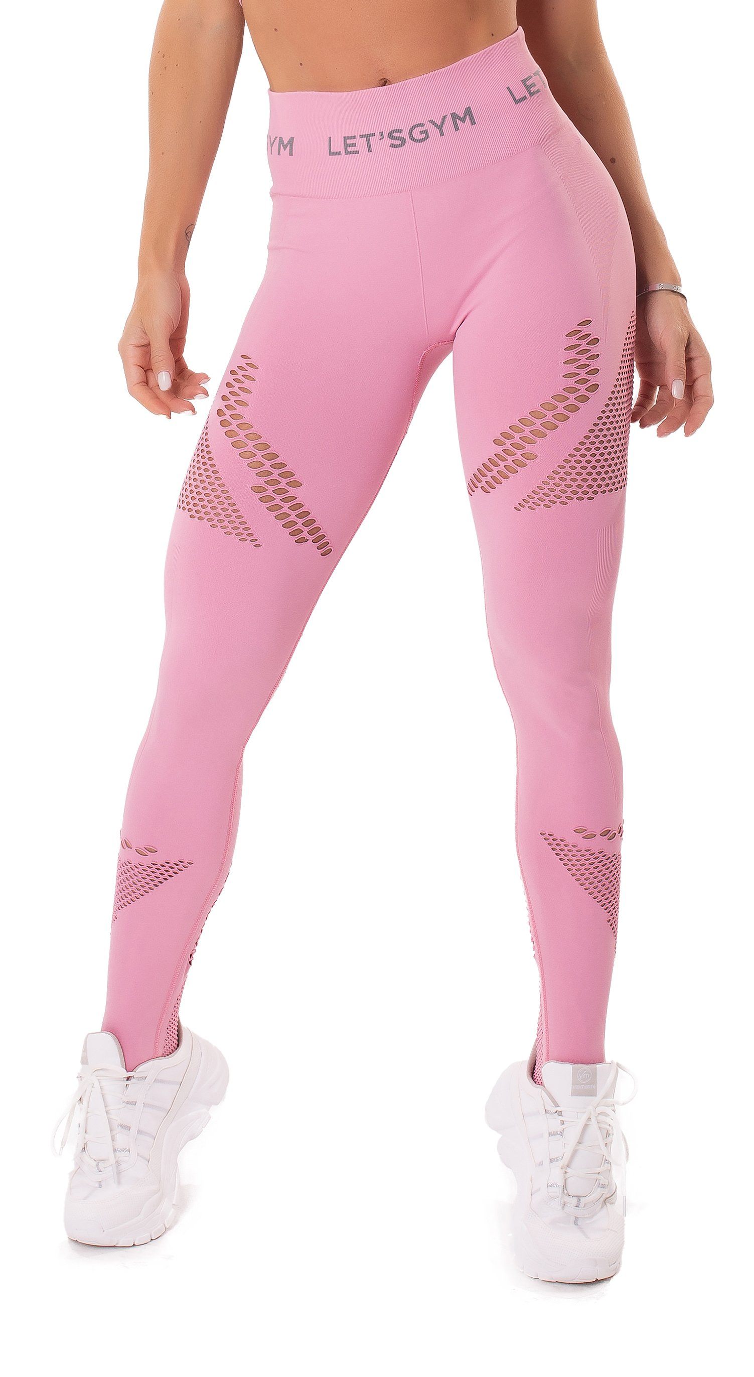 Women's High Waist, Full Length Leggings - Seamless Essence Legging Light  Pink