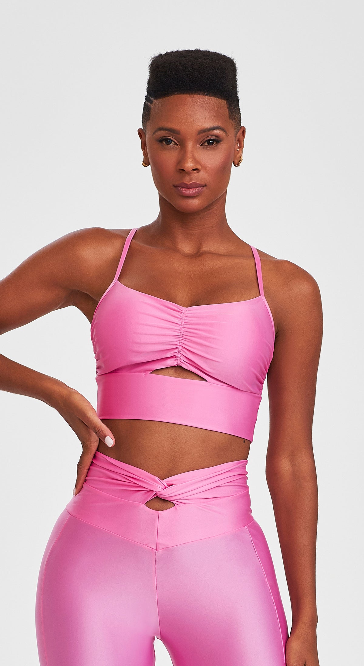 Atletika Open Front Cropped Top - Pink