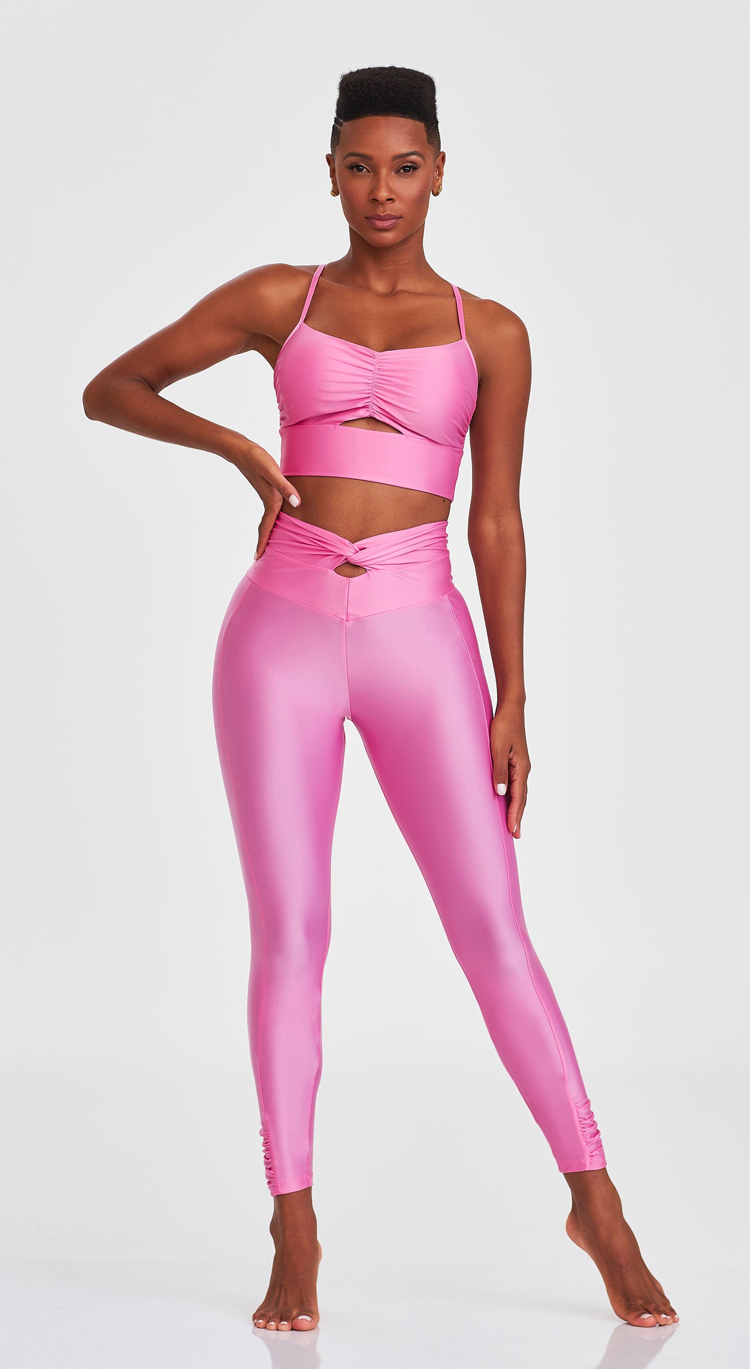 Atletika Open Front Cropped Top - Pink