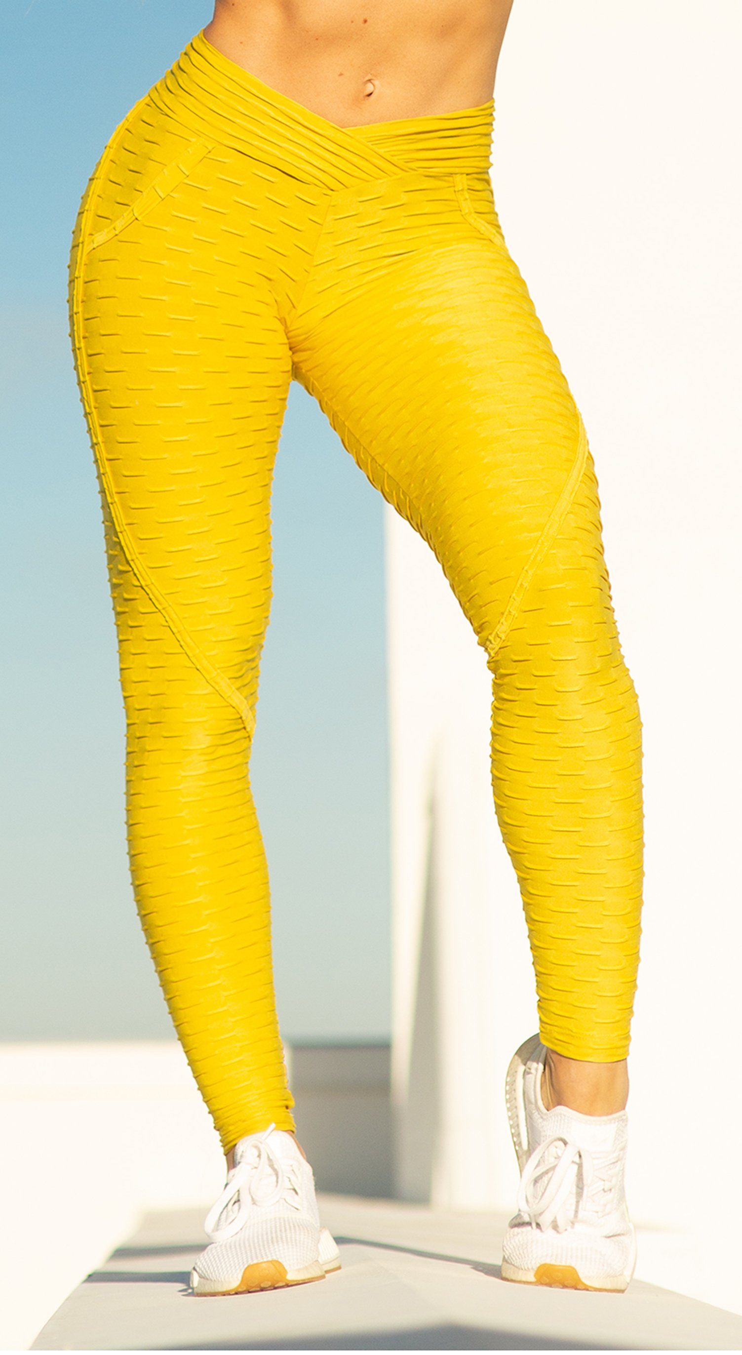 Anti Cellulite - Heart Booty Effect Legging - Yellow