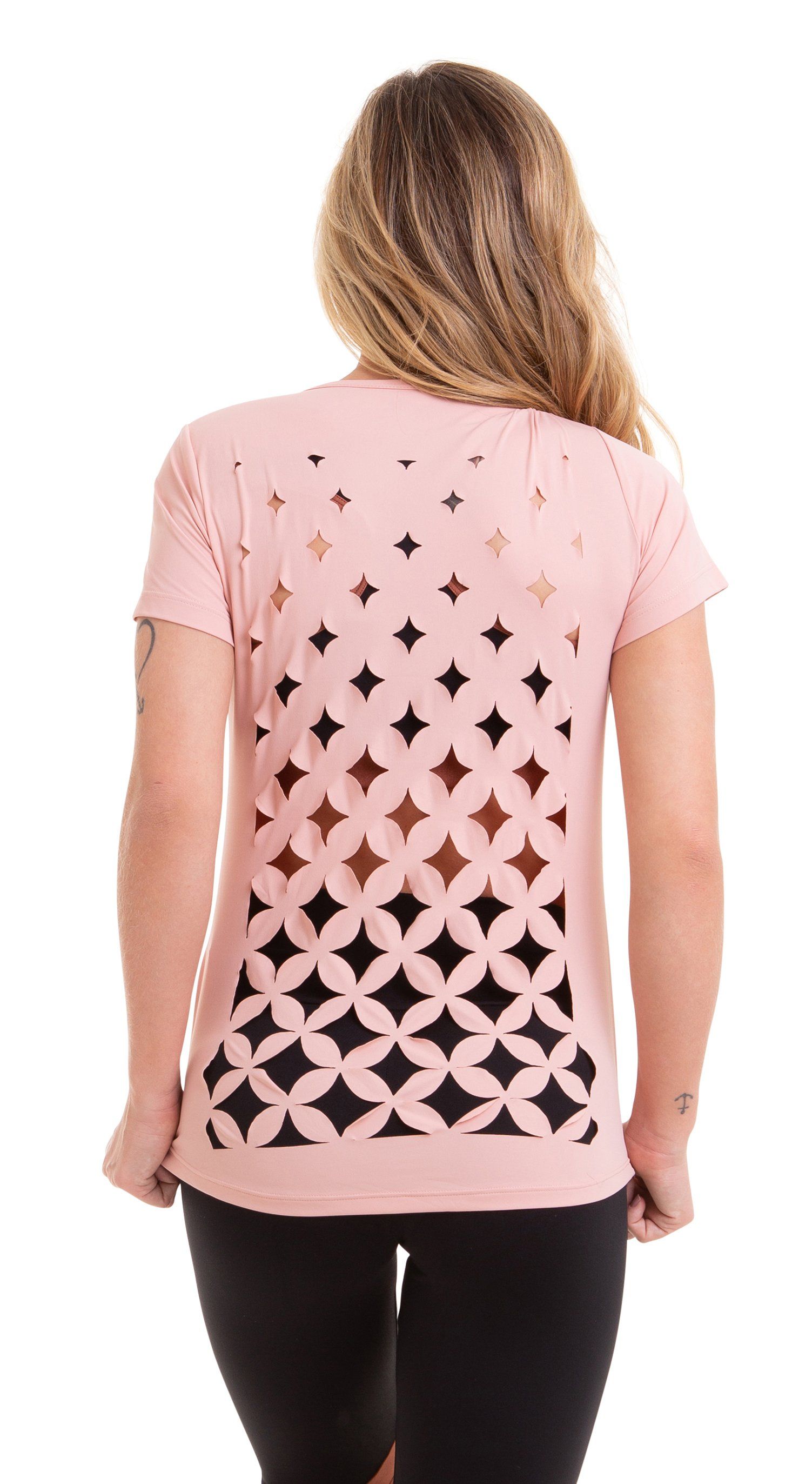 Petal Laser Cut T-Shirt - Nude Pink