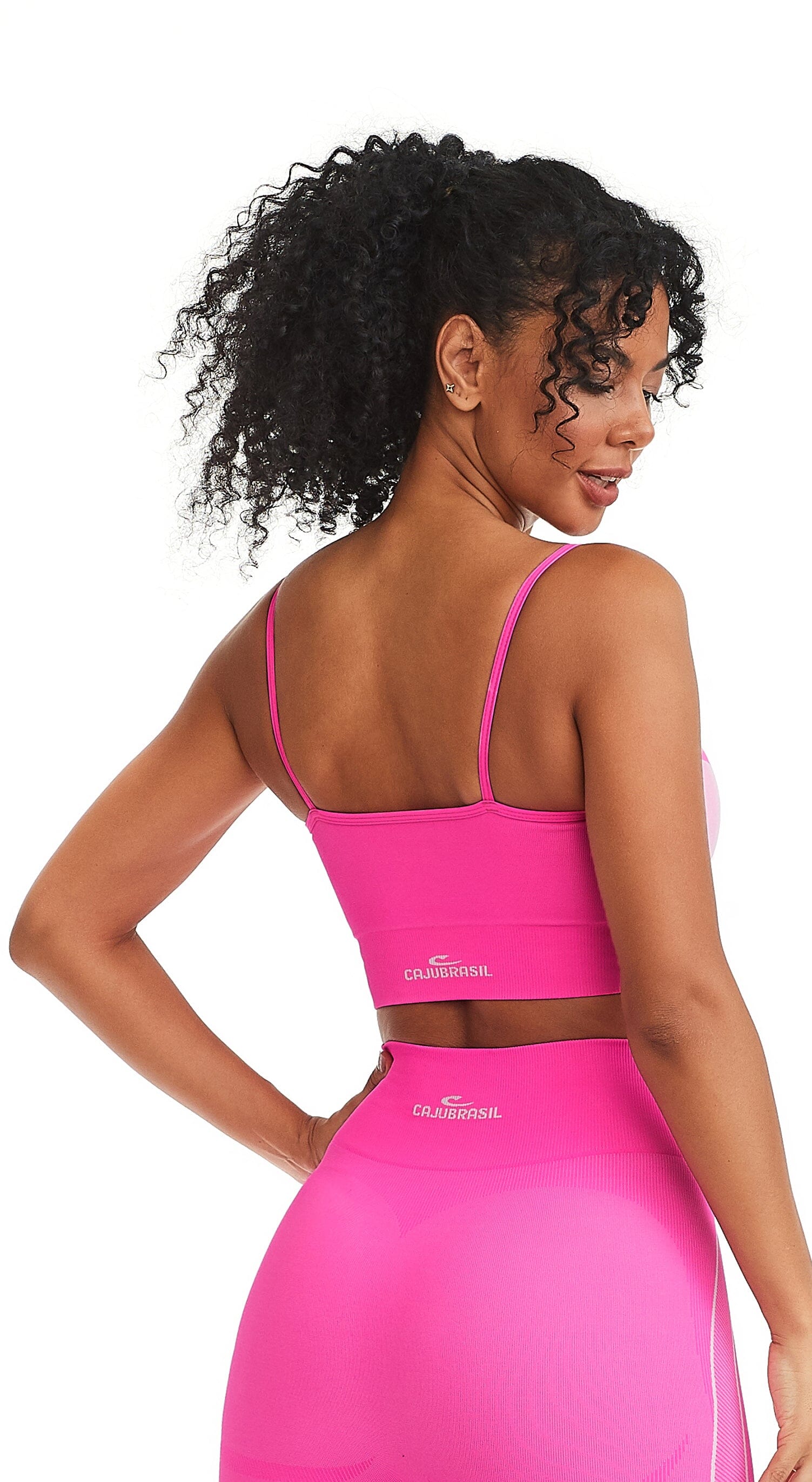 CAJUBRASIL Women's Sports Bra | Always Up Seamless Top - Pink |Top Rio Shop, Women's Activewear Bra, L