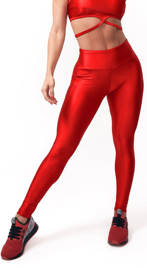Shape Up & Glow Scrunch Booty Legging with Pockets  - Red