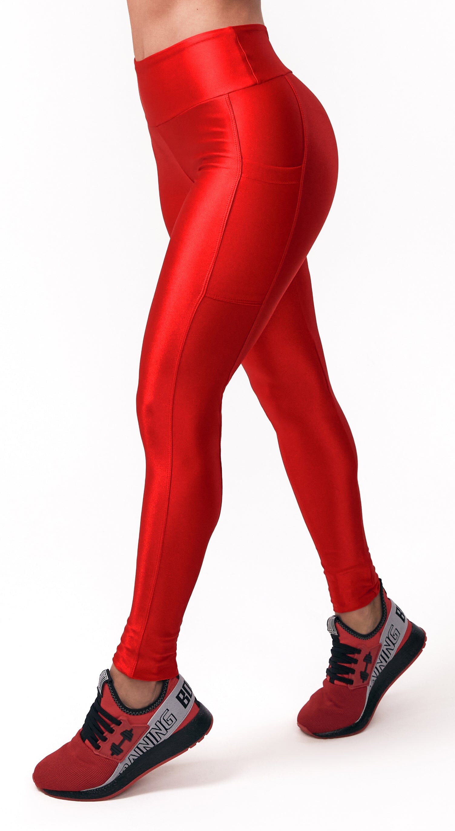 Shape Up & Glow Scrunch Booty Legging with Pockets  - Red
