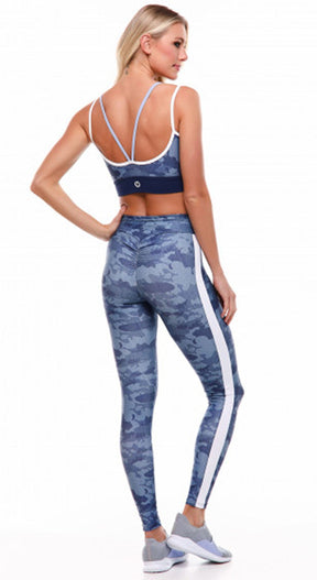 Sports Bra - Stripes Camo Jeans Print