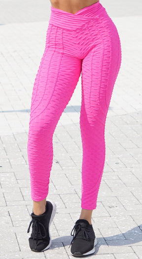 Anti Cellulite - High Waist Ultimate Booty Up Effect Legging - Pink