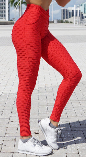 Anti Cellulite - Heart Booty Effect Legging - Red
