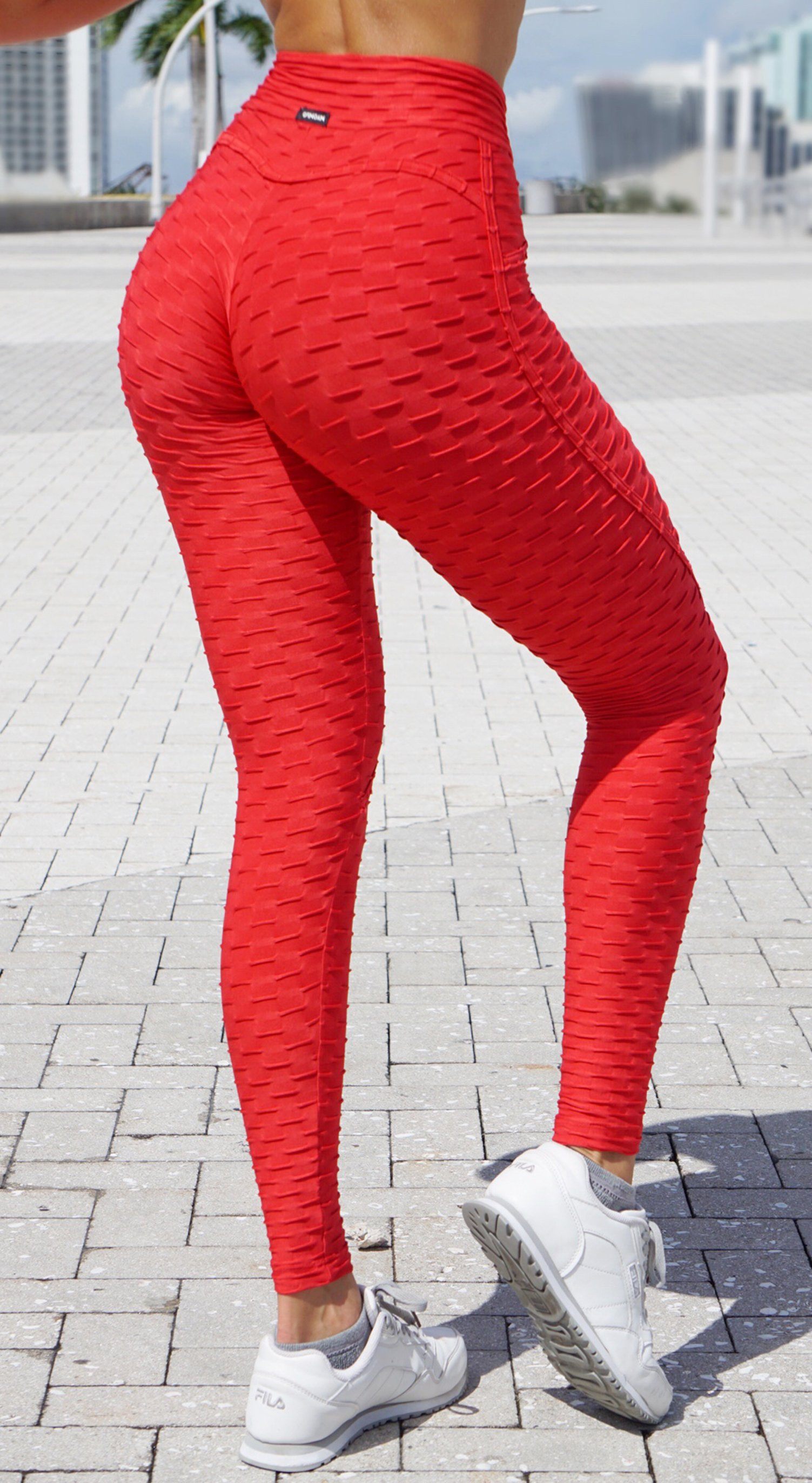 Anti Cellulite - Heart Booty Effect Legging - Red
