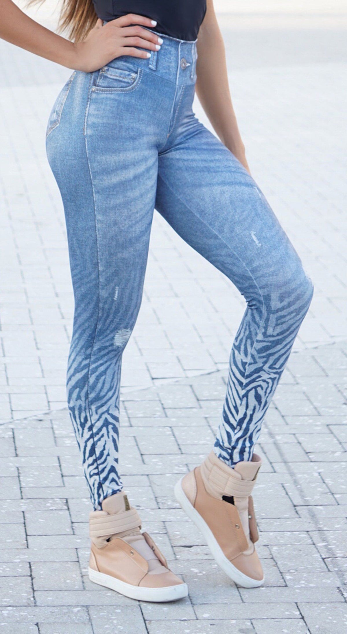 Brazilian Fake Jeans - Zebra Print