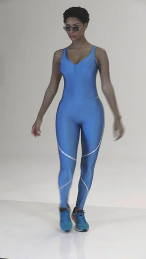 Holographic Jumpsuit - Blue & Silver