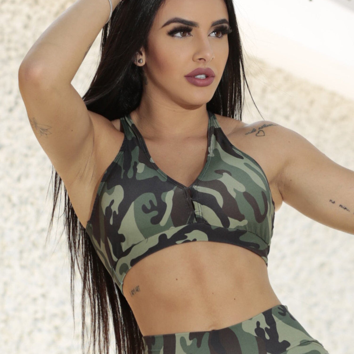 High Quality Sports Bras+Butt Lifting Fitness Shorts Camouflage