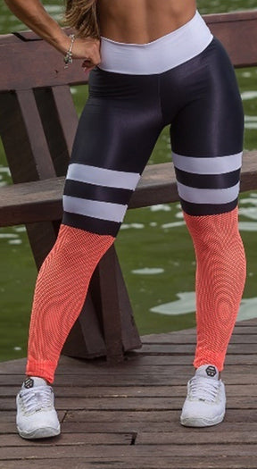 Splendor Scrunch Booty Lift Socks Leggings - Cire Black & Orange